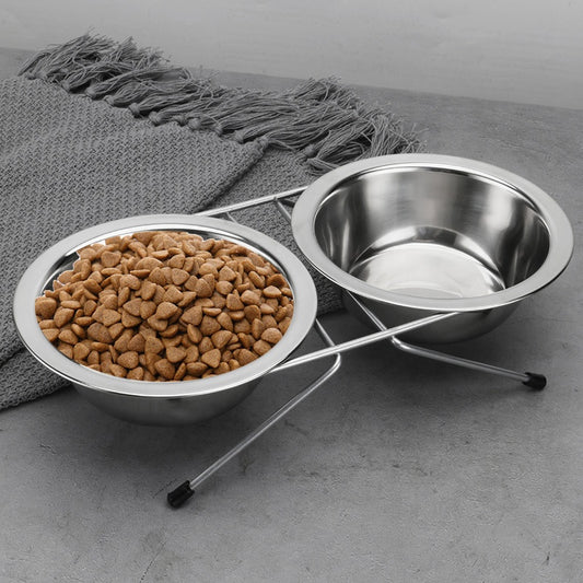 Stainless Steel Pet Feeder Double Bowls