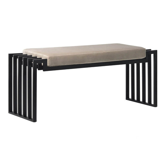 Modern Upholstered Iron Bench – Luxury Velvet Cushion with Designer Metal Frame