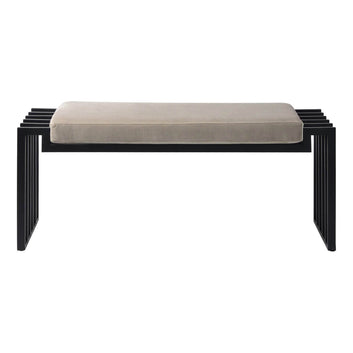 Modern Upholstered Iron Bench – Luxury Velvet Cushion with Designer Metal Frame