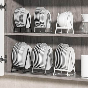 Modern Iron Plate Rack Stand – Minimalist Dish Organizer for Kitchen Countertop