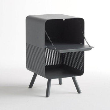 Modern Iron Side Cabinet with Drop-Down Door – Industrial Storage Table