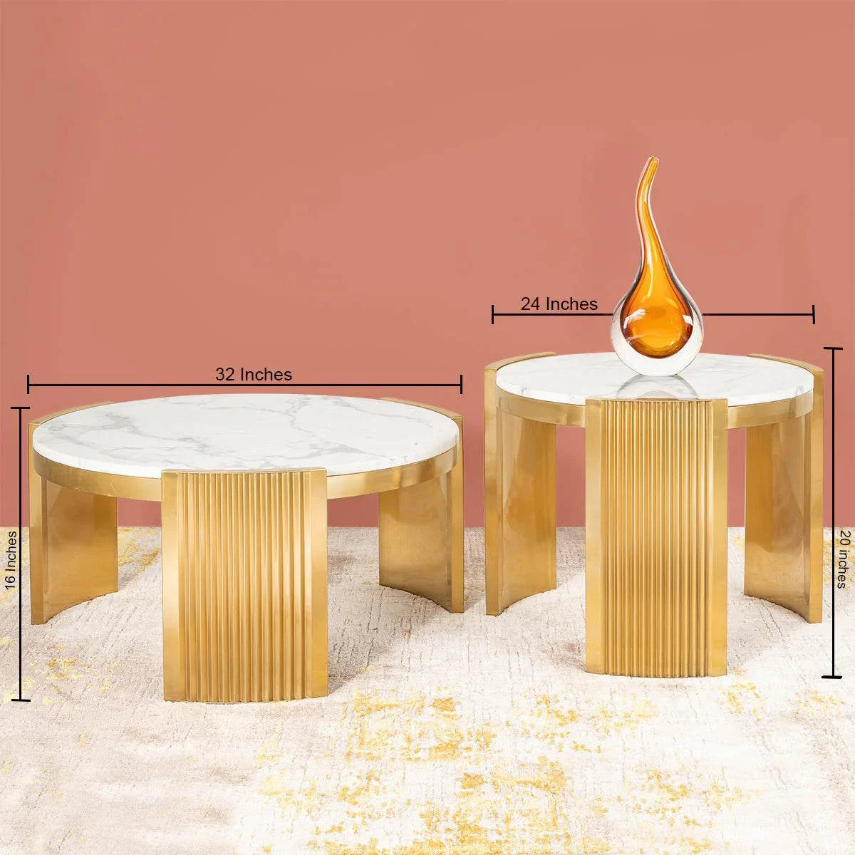 Luxury Marble Coffee Table with Gold Legs