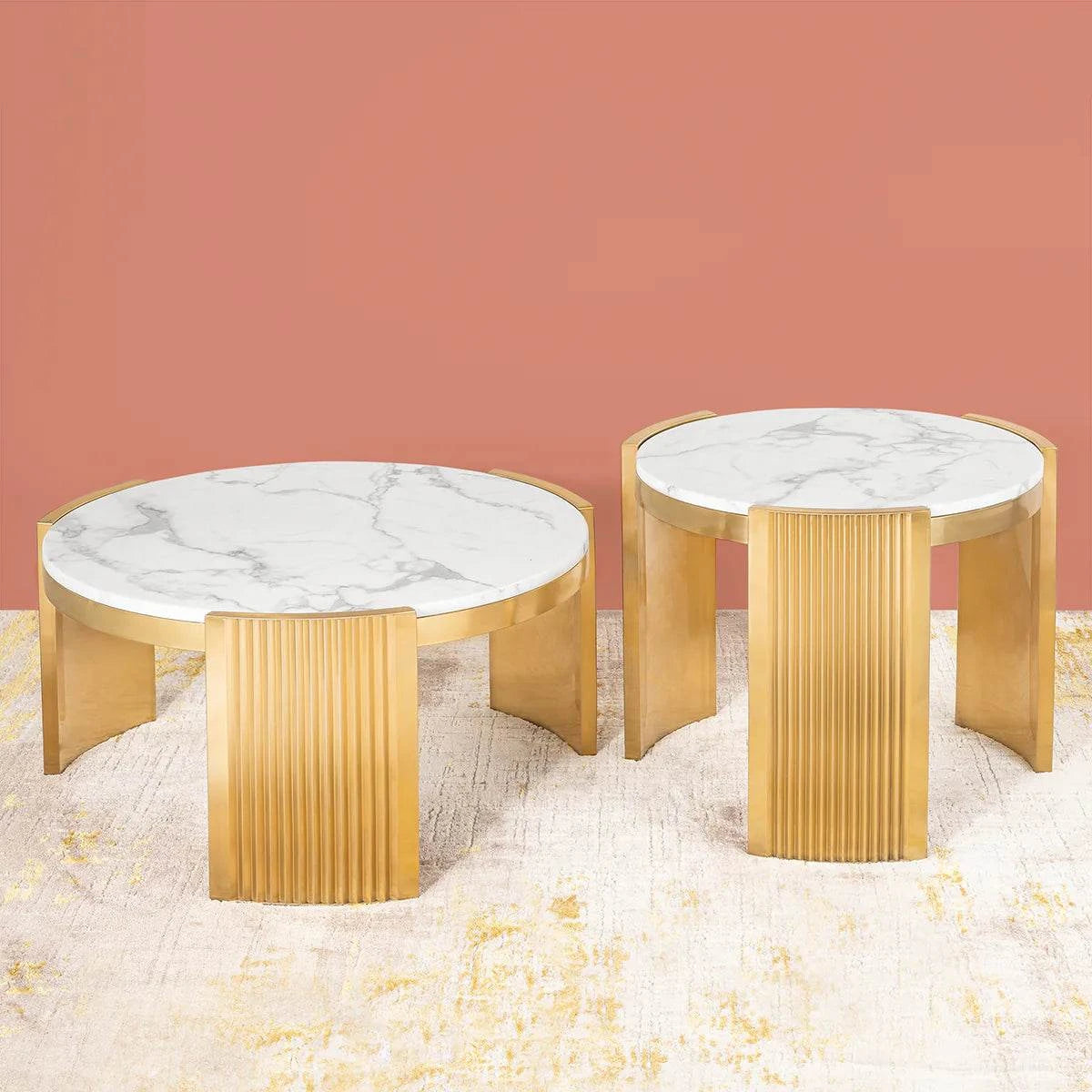 Luxury Marble Coffee Table with Gold Legs