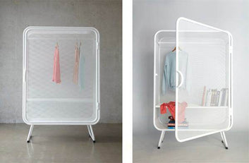 Modern Mesh Metal Wardrobe – Open Air Minimal Closet with Shelf & Hanger Rod