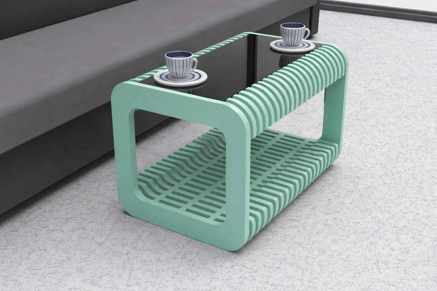 Wooden Coffee Table with Glass Top