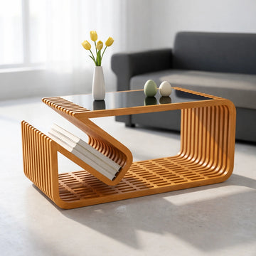 EliteCurve Contemporary Solid Wood Coffee Table - Furely