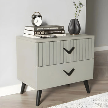 2 Drawer Wooden Bedside Table with Storage Olive Mist