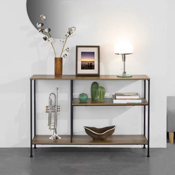 Modern Industrial Console Table with Shelves