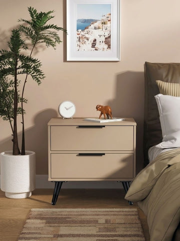 2 Drawer Bedside Table with Storage Cabinet Nightstand Wooden Side Table for Bedroom