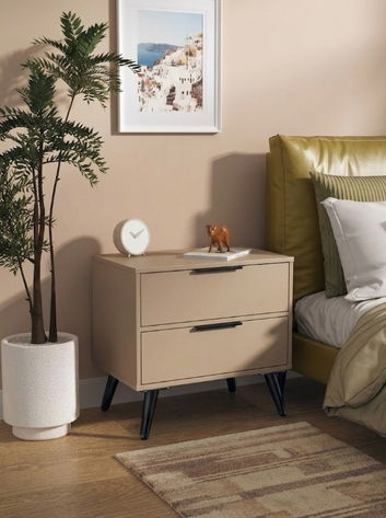 2 Drawer Bedside Table with Storage Cabinet Nightstand Wooden Side Table for Bedroom