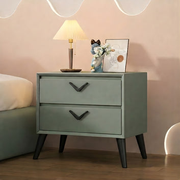 2 Drawer Bedside Table with Wooden Nightstand Cabinet for Bedroom
