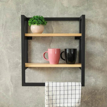 Wall Mounted Kitchen Shelf with Towel Bar