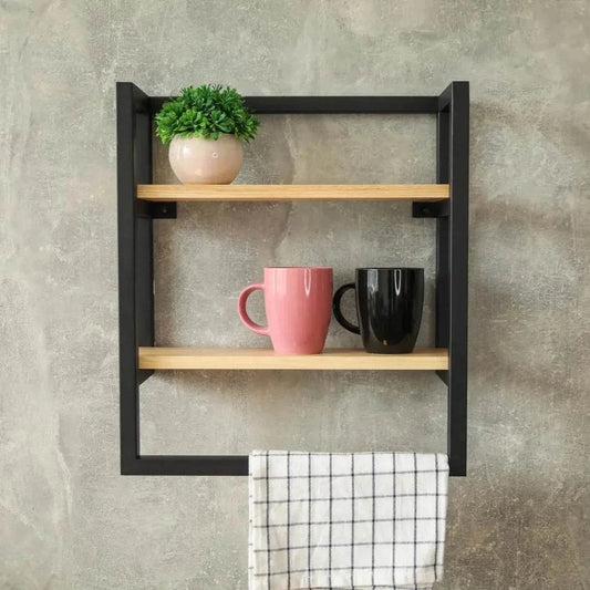Wall Mounted Kitchen Shelf with Towel Bar