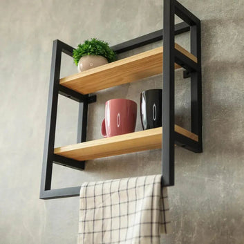 Wall Mounted Kitchen Shelf with Towel Bar