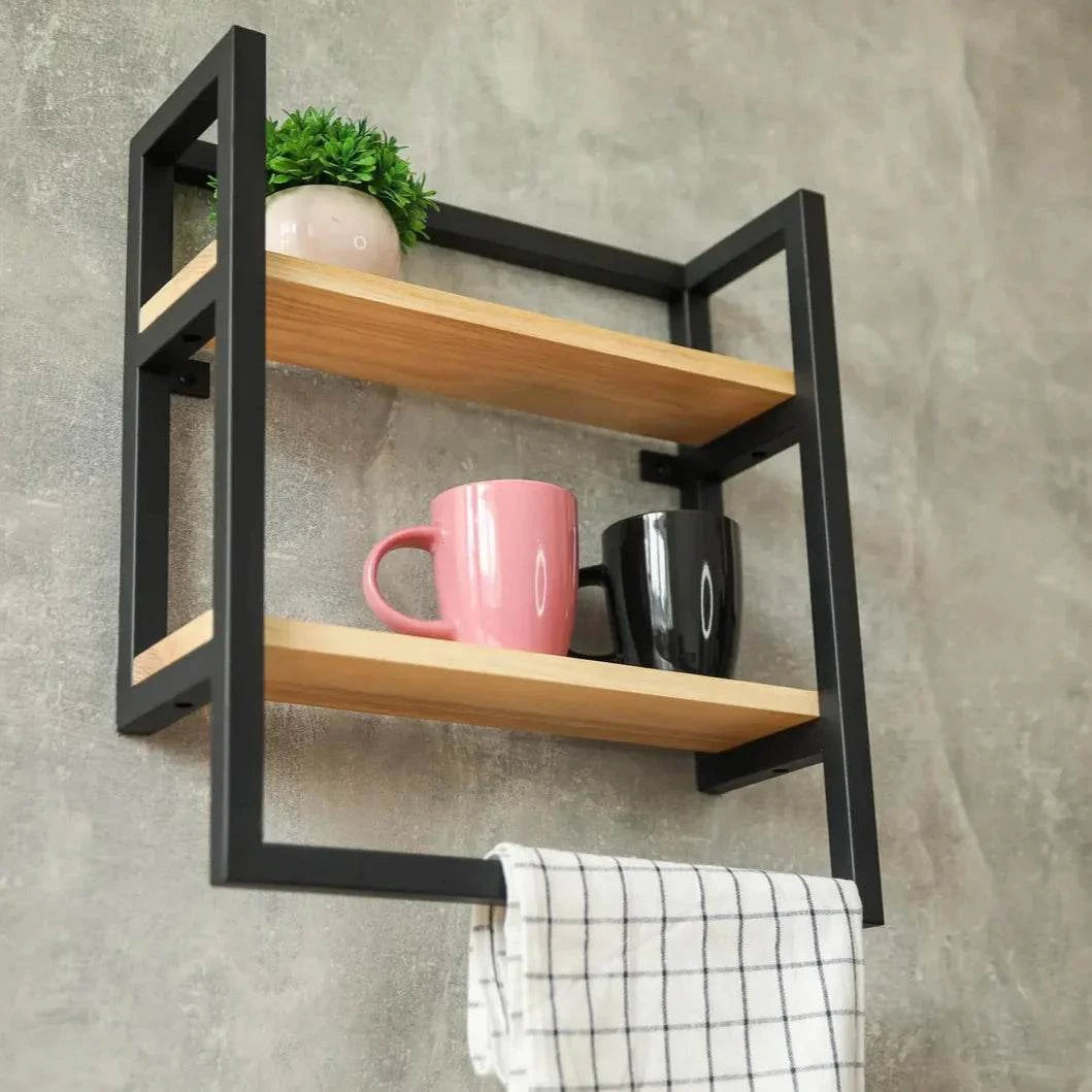 Wall Mounted Kitchen Shelf with Towel Bar