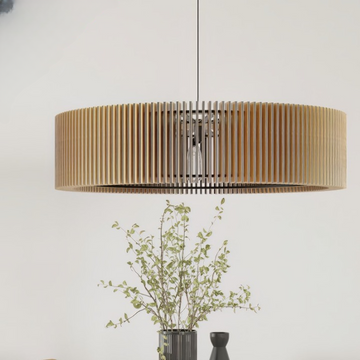Modern Wooden Ring Pendant Light for Living Room