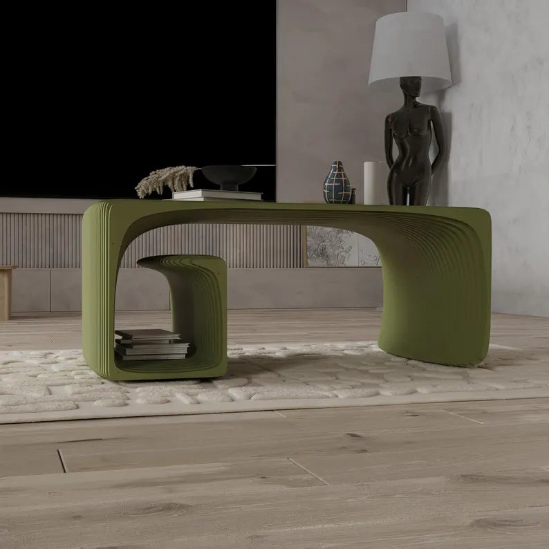 Furely Modern Parametric Solid wood Coffee Table with Storage