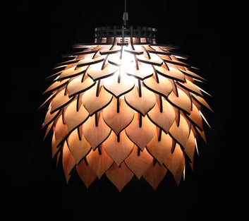 Rustic Wooden Artichoke Pendant Lamp , Decorative Hanging Light – Furely