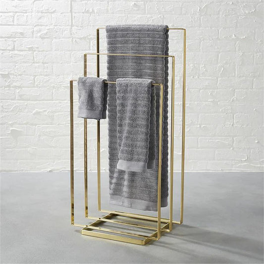 Modern Gold Towel Stand – Freestanding Bathroom Rack for Luxury Towels