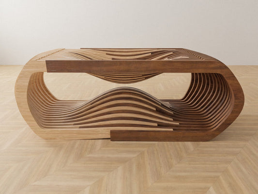 AuraCraft Solid Wood Sculptural Center Table - Furely