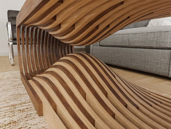 AuraCraft Solid Wood Sculptural Center Table - Furely