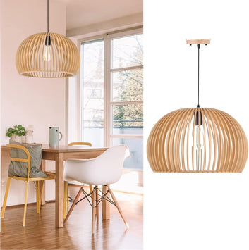 Wooden Dome Pendant Light  , Hanging Ceiling Fixture – Furely