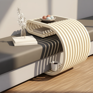 MajesticLuxe C-Shaped Solid Wood Sofa Side Table - Furely