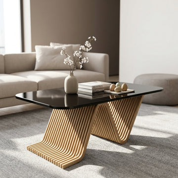 MajesticFrame Solid Wood Coffee Table for Living Room - Furely