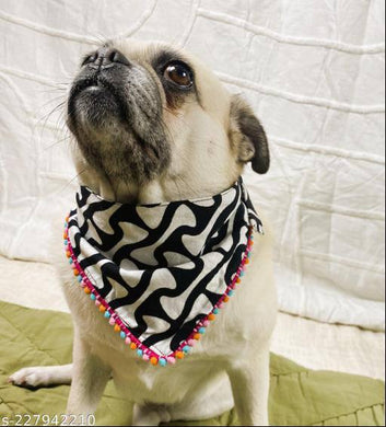 Cotton Printed Bandana Dog Scarf (Black White)