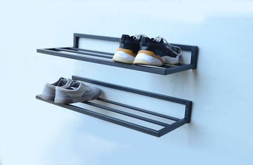 Wall-Mounted Metal Shoe Rack – Minimalist Dual-Tier Design
