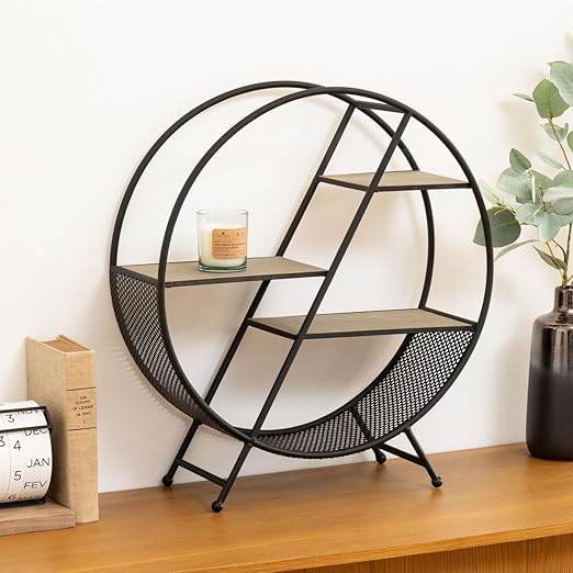 Modern Round Iron Display Shelf – Circle Wall Stand for Décor & Plants